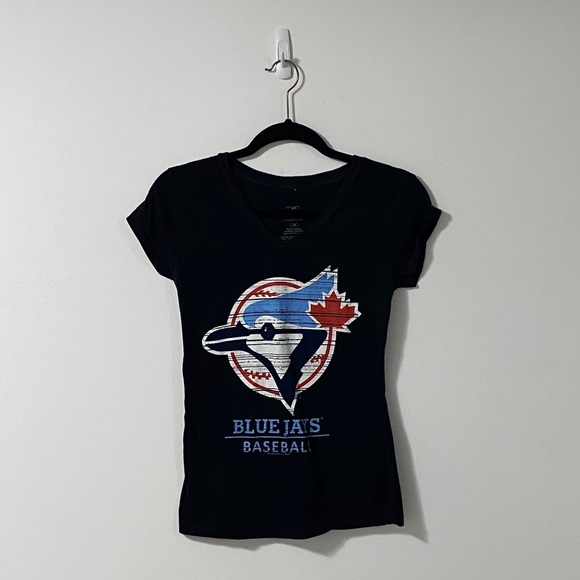 Toronto Blue Jays Black Printed V-Neck Tee - Picture 2 of 5